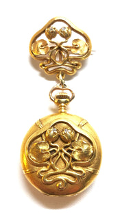 Rare Marcus And Co. 14k Gold Diamond Lapel Watch Art Nouveau, 14 Karat Gold, 14K Gold Watch, Vintage Watch, Lapel Watch, Watch Brooch, Gold
