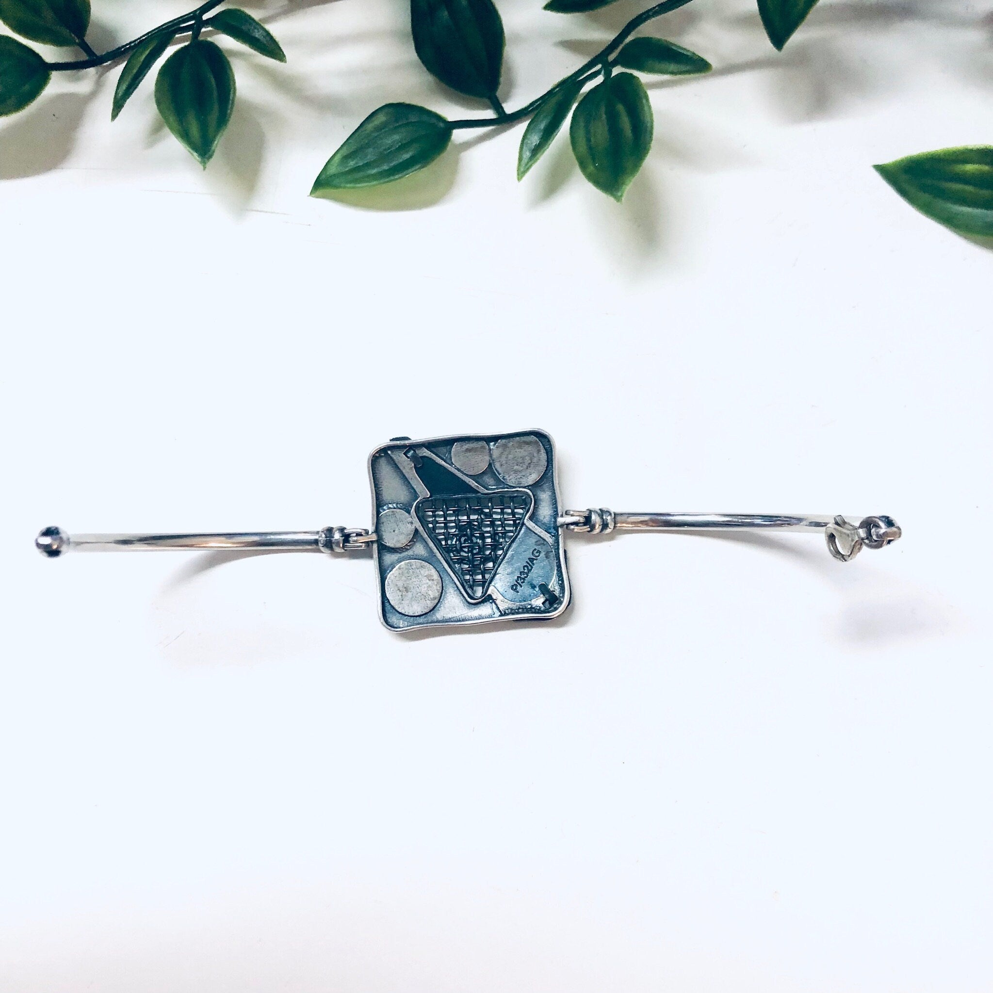 Vintage Bracelet, Silver Bracelet, Bangle Bracelet, Unique Jewelry, Vintage Jewelry, Square Bracelet, Cut Out Bracelet, Hinged Bracelet, 925