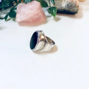 Vintage Silver Ring, Black Onyx Ring, Oval Shaped Stone, Mike Heintz Ring, Designer Jewelry, Vintage Jewelry, Large Ring, Simple Jewelry,