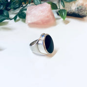 Vintage Silver Ring, Black Onyx Ring, Oval Shaped Stone, Mike Heintz Ring, Designer Jewelry, Vintage Jewelry, Large Ring, Simple Jewelry,