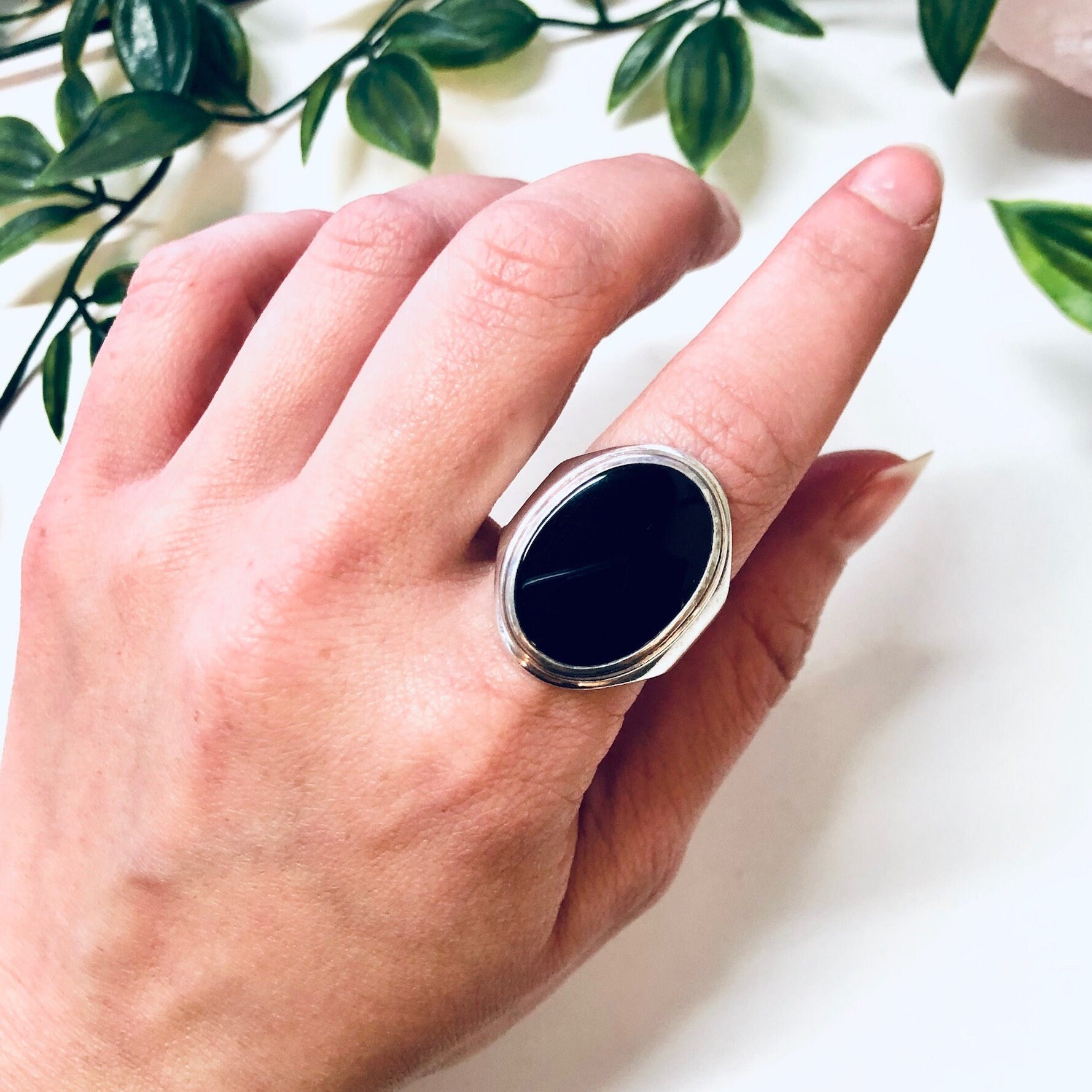 Vintage Silver Ring, Black Onyx Ring, Oval Shaped Stone, Mike Heintz Ring, Designer Jewelry, Vintage Jewelry, Large Ring, Simple Jewelry,
