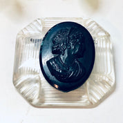 Vintage Cameo, Cameo Brooch, Vintage Jewelry, Black Cameo, Black and Clear, Victorian Style, Unique Jewelry, Large Cameo, Ornate Jewelry