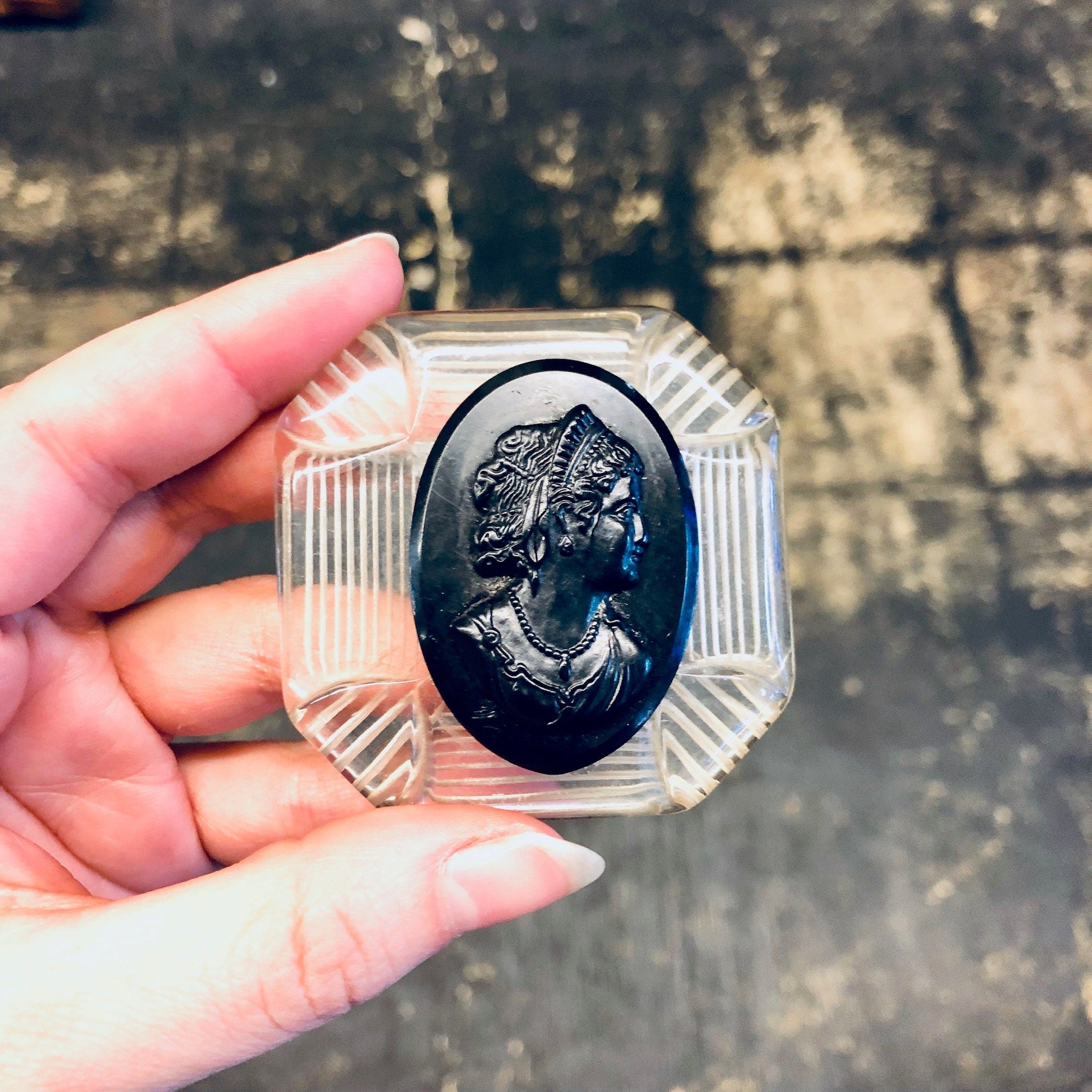 Vintage Cameo, Cameo Brooch, Vintage Jewelry, Black Cameo, Black and Clear, Victorian Style, Unique Jewelry, Large Cameo, Ornate Jewelry