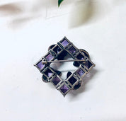 Vintage Silver Brooch, Amethyst Brooch, Marcasite Jewelry, Vintage Jewelry, Square Brooch, Vintage Pin, Square Amethyst Stones, Purple