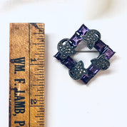 Vintage Silver Brooch, Amethyst Brooch, Marcasite Jewelry, Vintage Jewelry, Square Brooch, Vintage Pin, Square Amethyst Stones, Purple