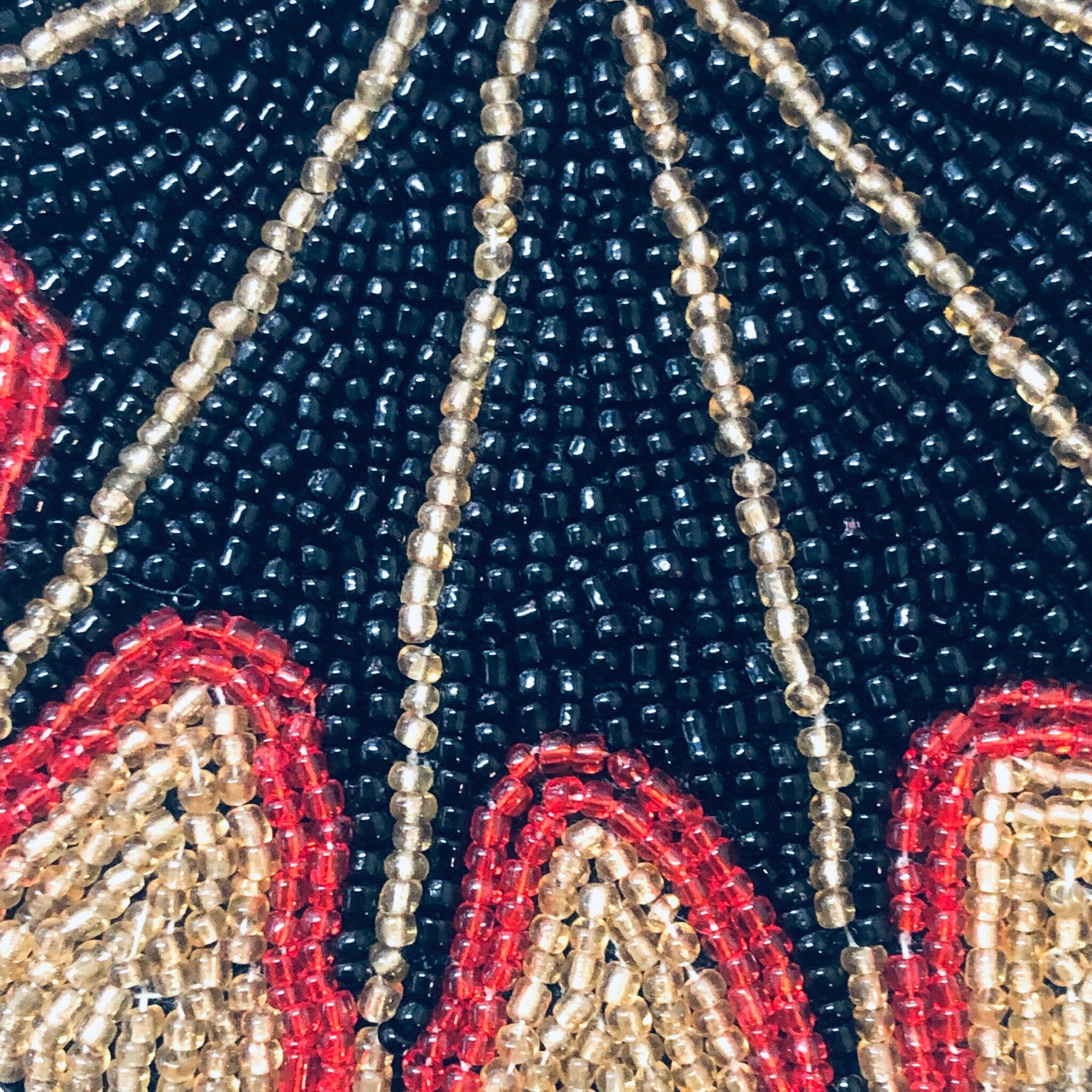 Vintage Purse, Beaded Purse, Small Bag, Evening Bag, Beaded Handbag, Black Beads, Gold Beads, Red Beads, Change Purse, Beaded Wallet, Beads