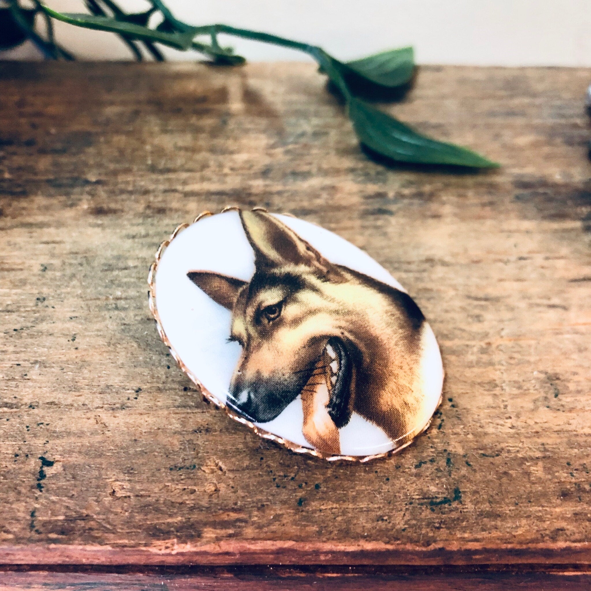 German Shepherd Pin, Vintage Brooch, Dog Brooch, Animal Jewelry, Vintage Jewelry, Dog Face Brooch, Animal Lover Gift, Valentines Day Gift