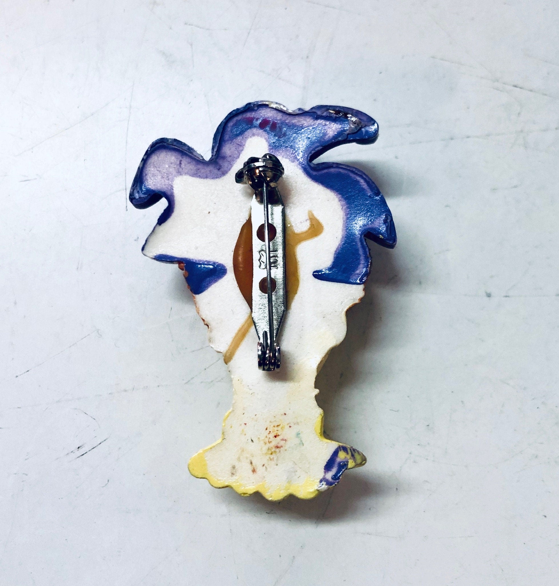 Vintage Brooch, Lady Face Brooch, Unique Jewelry, Vintage Jewelry, Vintage Pin, Purple Jewelry, Yellow Jewelry, Woman Face Pin, Unique Gift