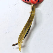 Vintage Flower Pin, Vintage Brooch, Pink Flower, Large Brooch, Vintage Jewelry, Long Brooch, Pink and Gold, Valentines Day Gift, Unique Pin