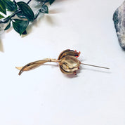 Vintage Flower Pin, Vintage Brooch, Pink Flower, Large Brooch, Vintage Jewelry, Long Brooch, Pink and Gold, Valentines Day Gift, Unique Pin