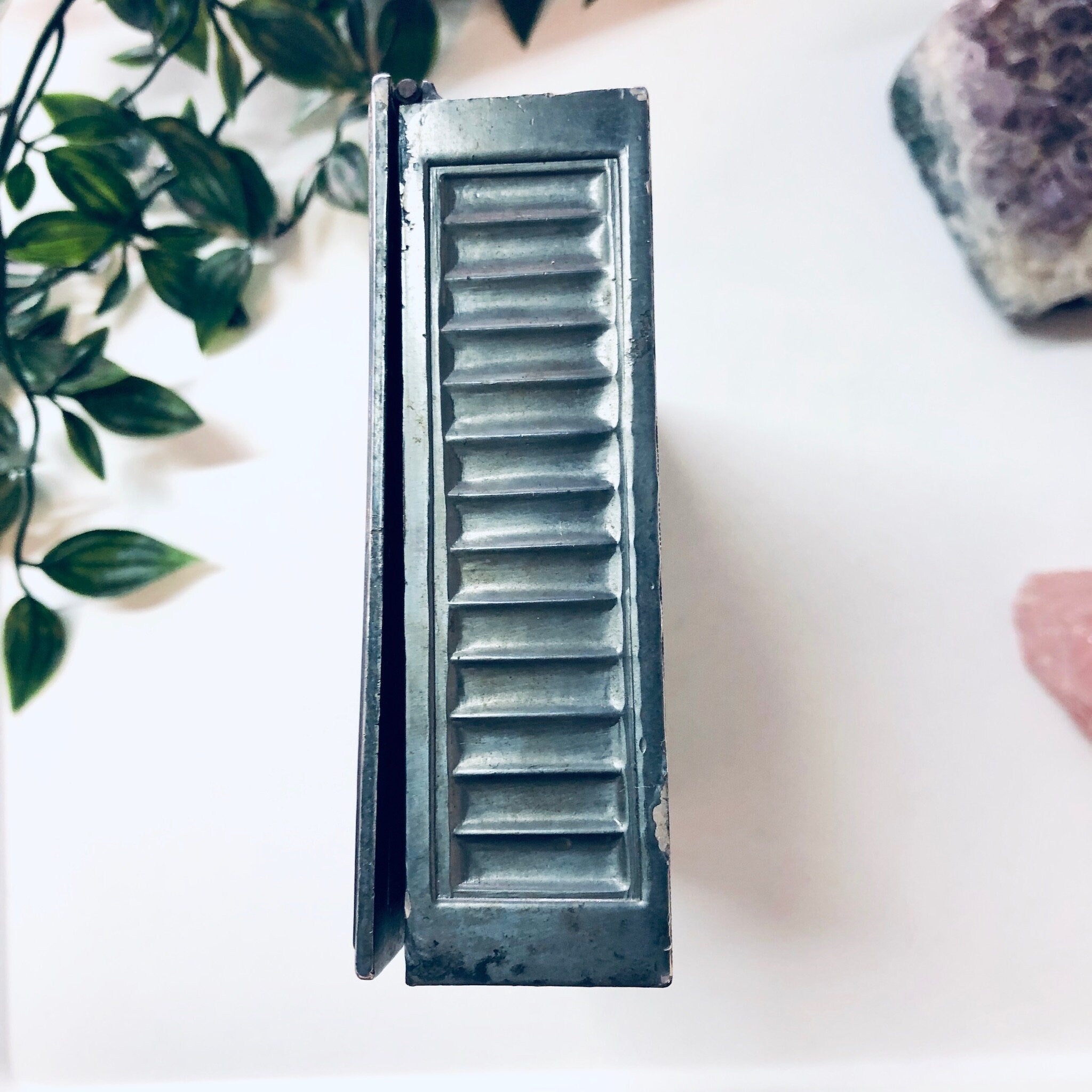 Vintage Jewelry Box, Trinket Box, Catch All Box, Concho Box, Medallion Box, Valentines Day Gift, Metal Box, Industrial Style, Gun Metal Box