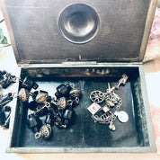 Vintage Jewelry Box, Trinket Box, Catch All Box, Concho Box, Medallion Box, Valentines Day Gift, Metal Box, Industrial Style, Gun Metal Box