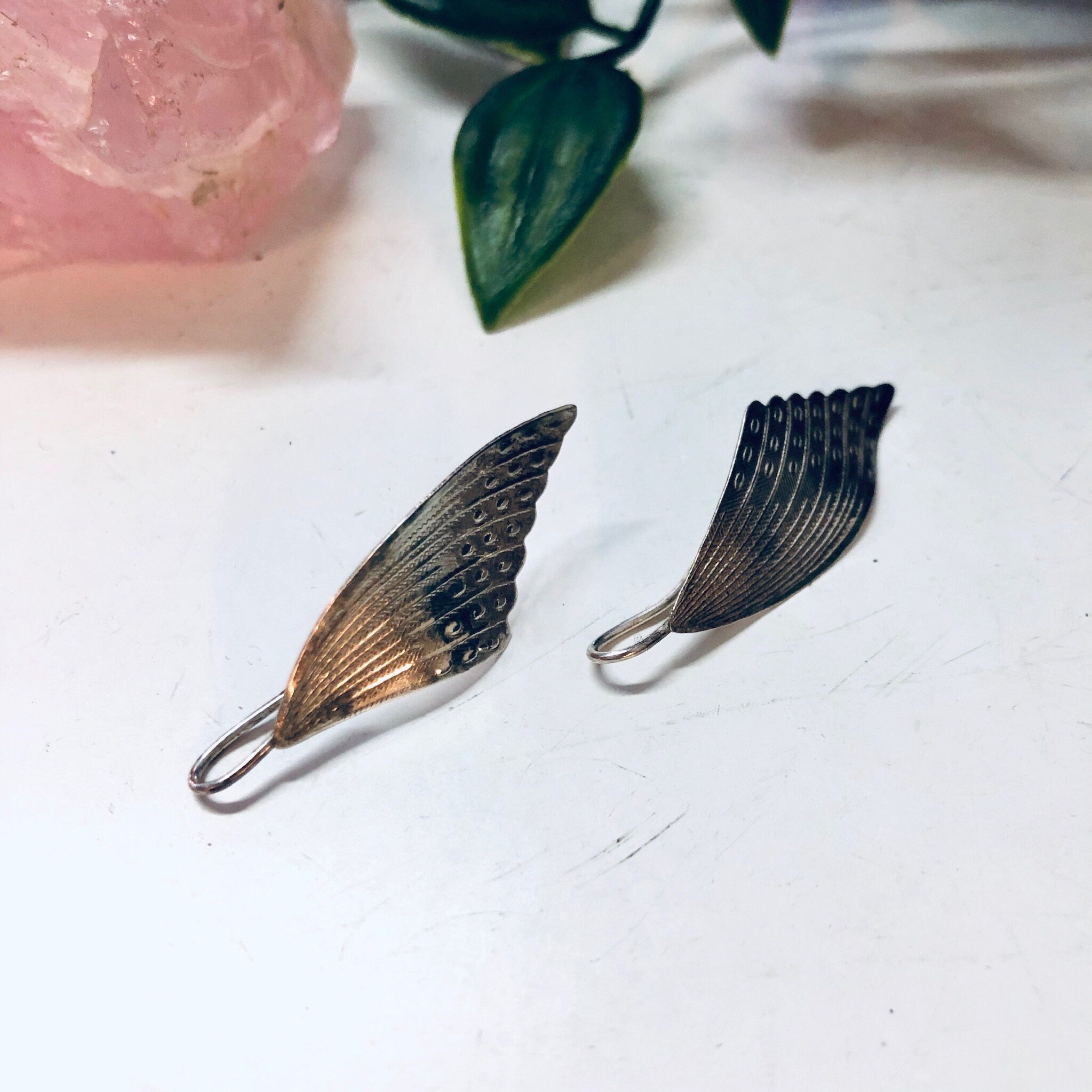 Vintage Silver Earrings, Wing Earrings, Small earrings, Pierced Ears, Vintage Jewelry, Valentines Day Gift, Cute Wing Earrings, Feathers,