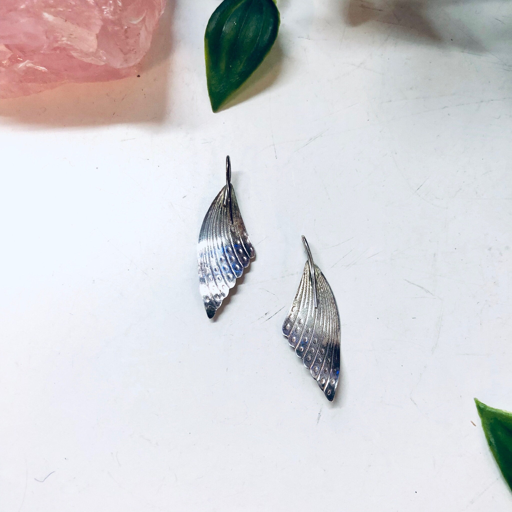 Vintage Silver Earrings, Wing Earrings, Small earrings, Pierced Ears, Vintage Jewelry, Valentines Day Gift, Cute Wing Earrings, Feathers,