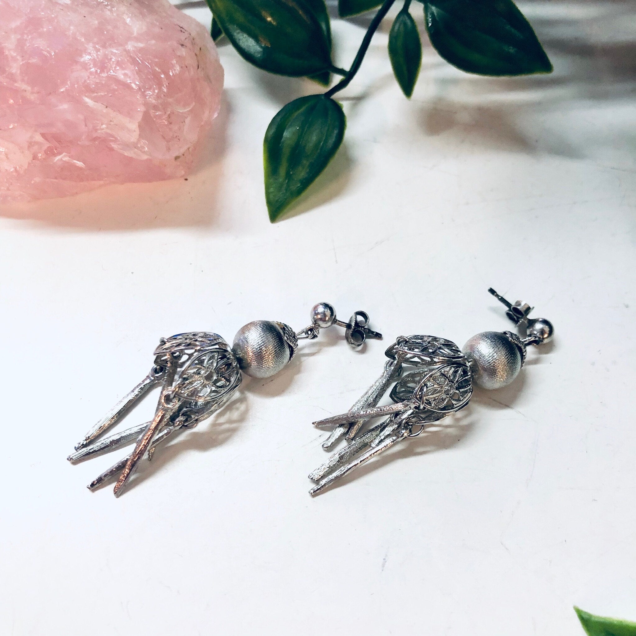 Vintage Earrings, Silver Earrings, Dangle Earrings, Pierced Ears, Unique Jewelry, Vintage Jewelry, Valentines Day Gift, Ornate Jewelry, Gift