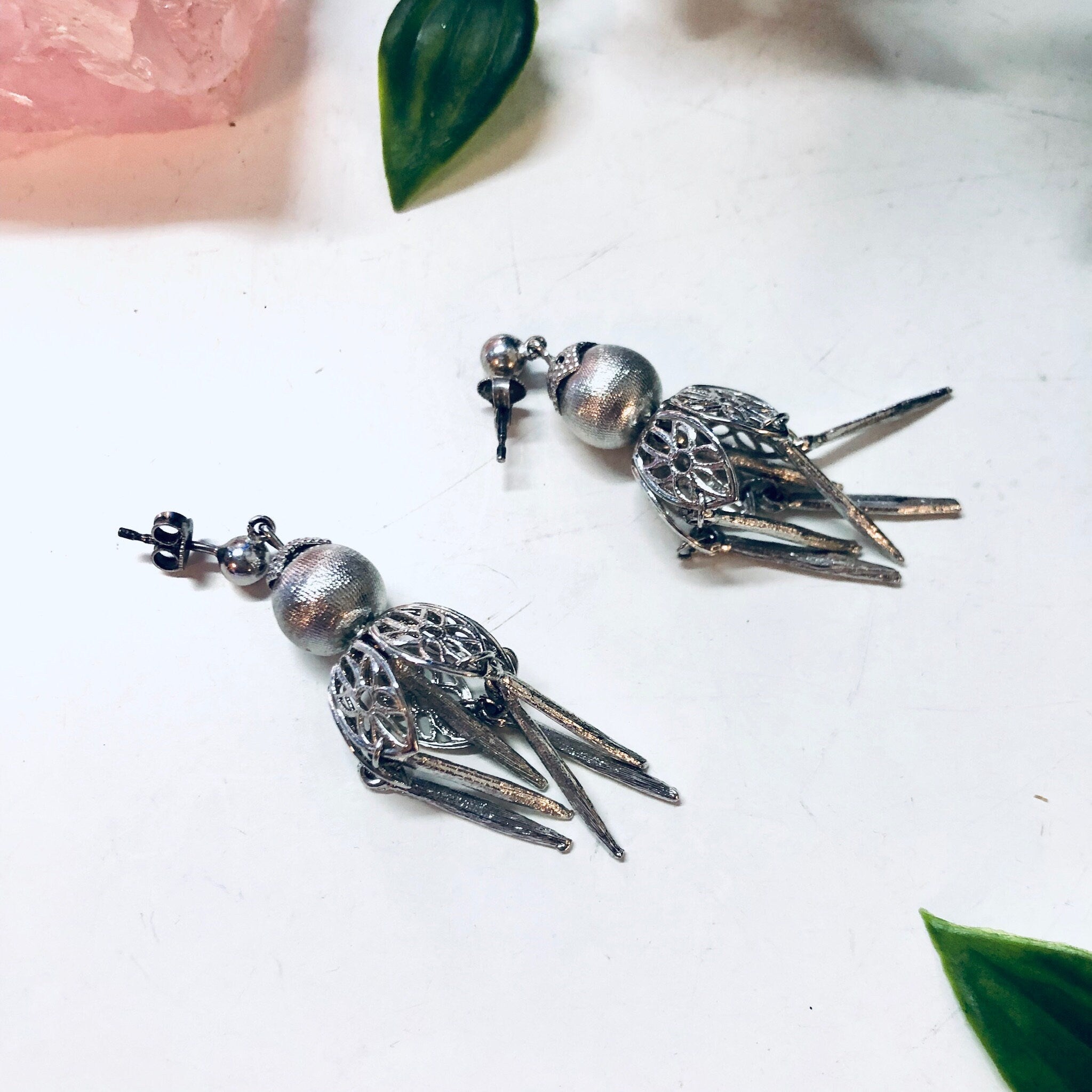 Vintage Earrings, Silver Earrings, Dangle Earrings, Pierced Ears, Unique Jewelry, Vintage Jewelry, Valentines Day Gift, Ornate Jewelry, Gift