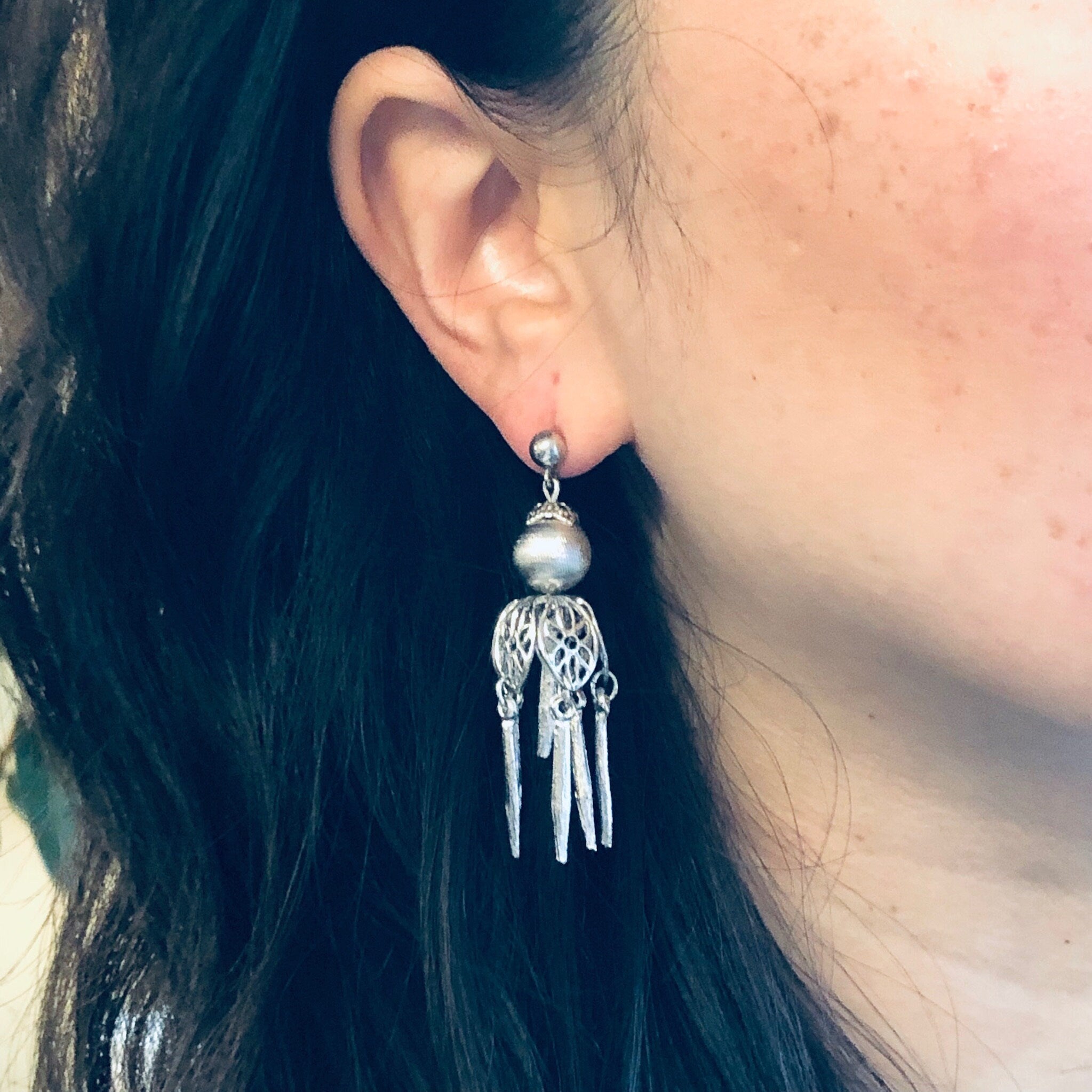 Vintage Earrings, Silver Earrings, Dangle Earrings, Pierced Ears, Unique Jewelry, Vintage Jewelry, Valentines Day Gift, Ornate Jewelry, Gift