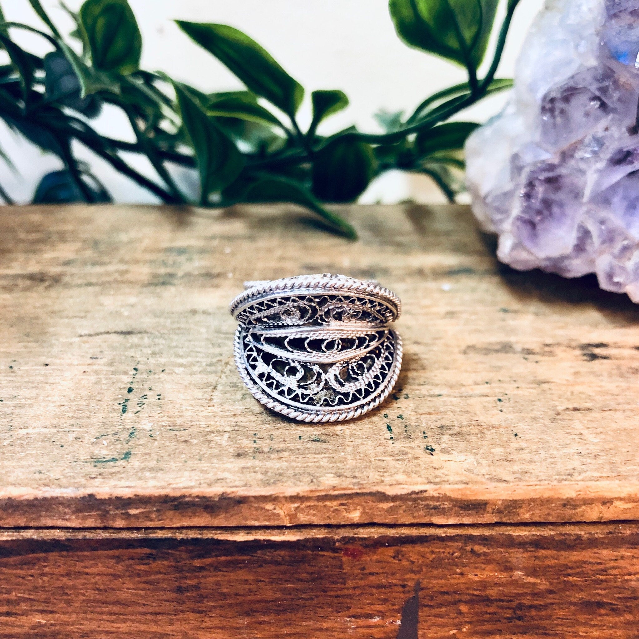 Vintage Silver Ring, Sterling Silver, Vintage Jewelry, Statement Ring, Filagree Ring, Cut Out Ring, Unique Ring, Valentines Day Gift, 925