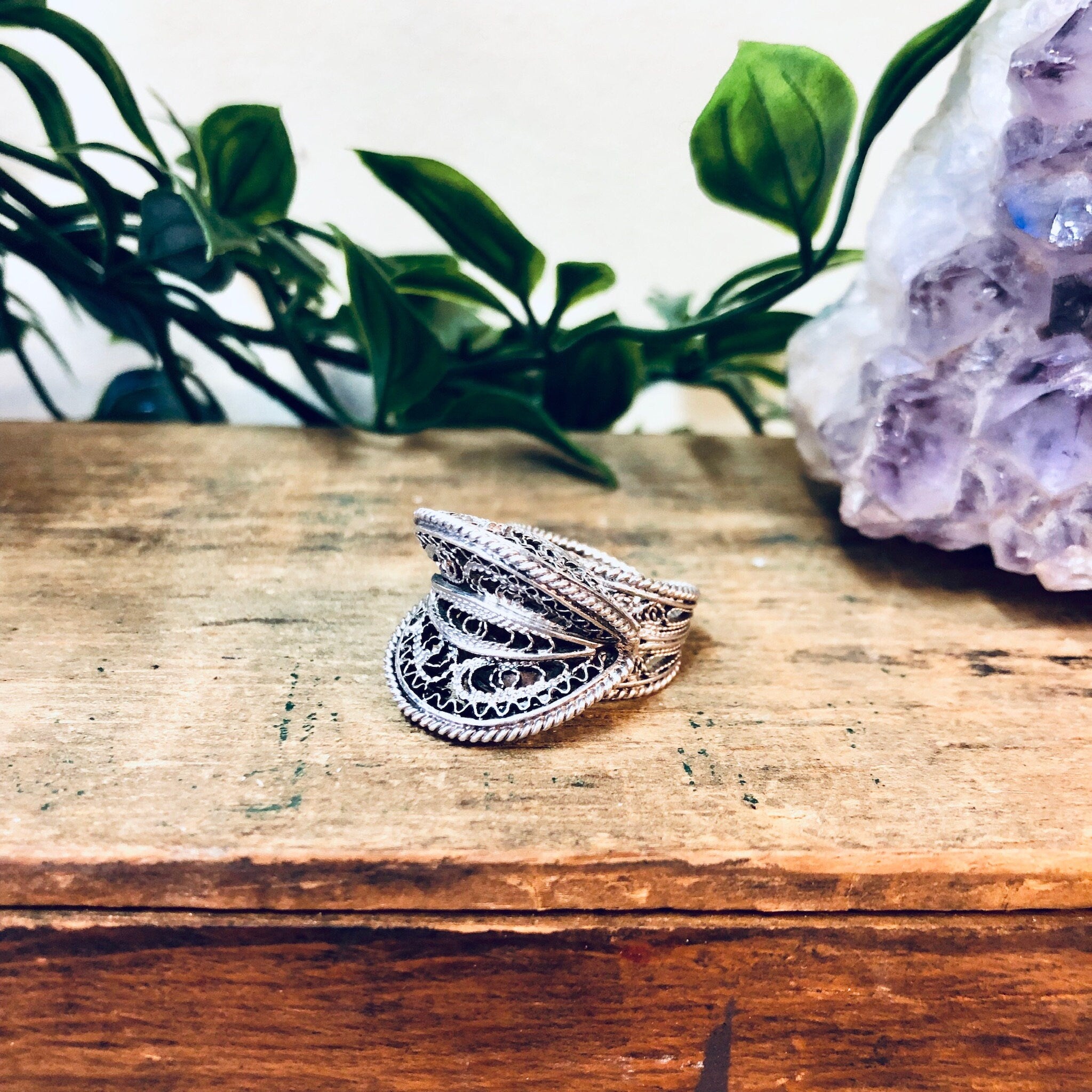 Vintage Silver Ring, Sterling Silver, Vintage Jewelry, Statement Ring, Filagree Ring, Cut Out Ring, Unique Ring, Valentines Day Gift, 925