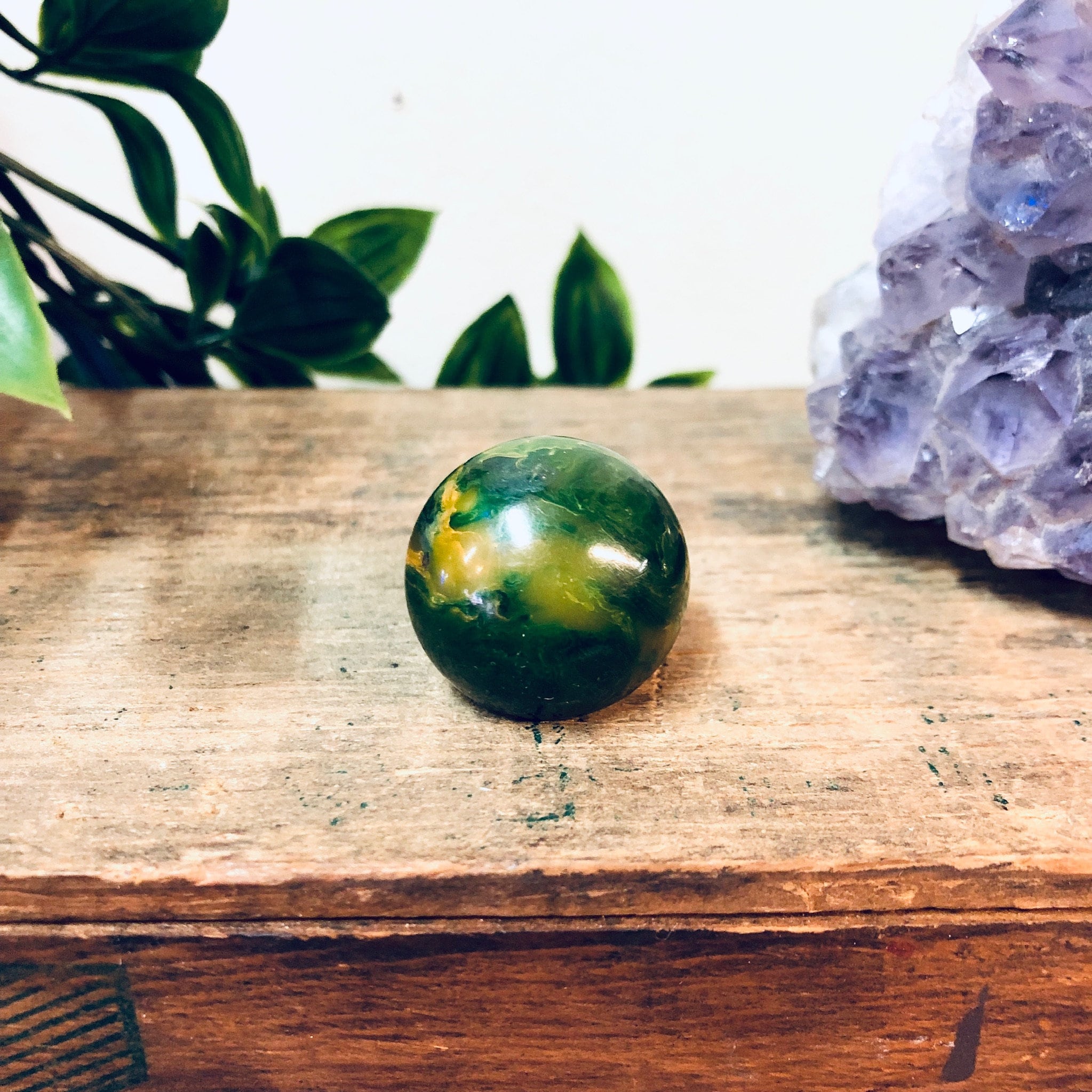Green Plastic Ring, Retro Jewelry, Vintage Jewelry, Green and Yellow, Round Ring, Ball Ring, Valentines Day Gift, Green Marble, statement
