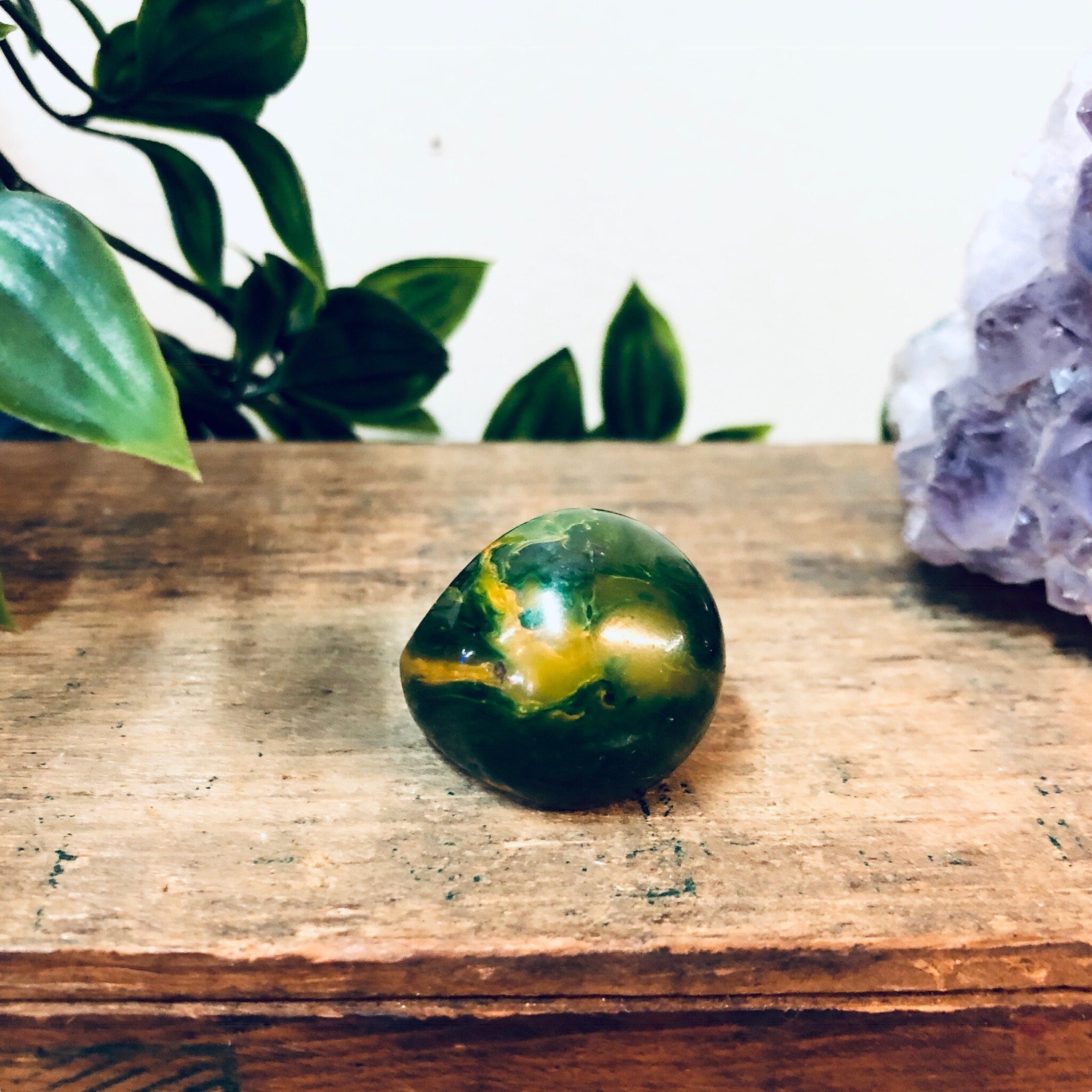 Green Plastic Ring, Retro Jewelry, Vintage Jewelry, Green and Yellow, Round Ring, Ball Ring, Valentines Day Gift, Green Marble, statement