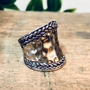 Vintage Ring, Hammered Ring, Vintage Jewelry, Rope Ring, Statement Jewelry, Valentines Day Gift, Thick Band Ring, Unique Jewelry,