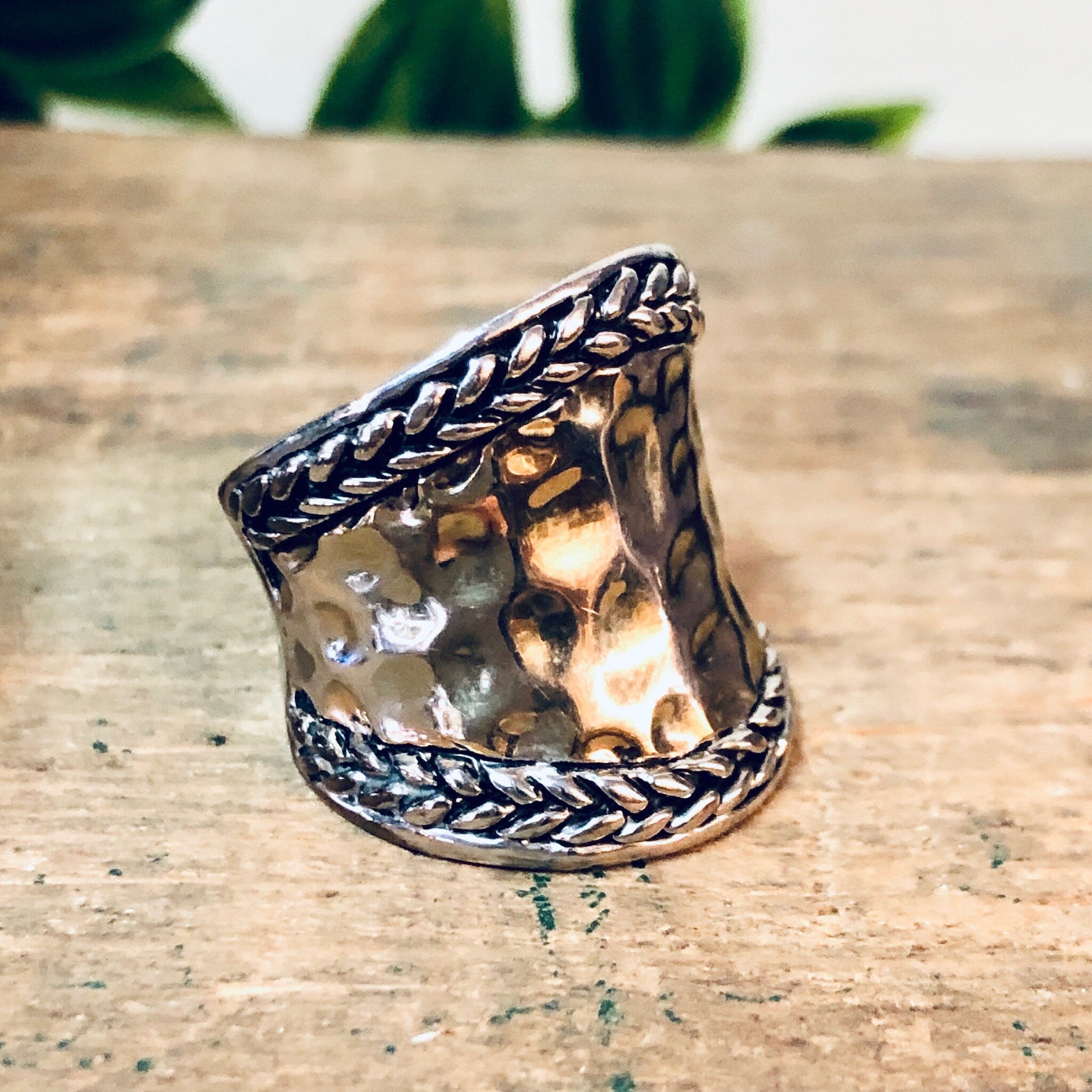 Vintage Ring, Hammered Ring, Vintage Jewelry, Rope Ring, Statement Jewelry, Valentines Day Gift, Thick Band Ring, Unique Jewelry,