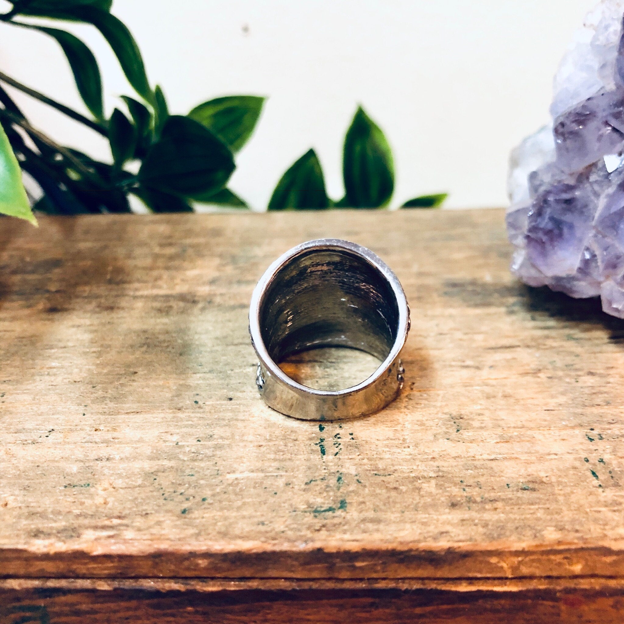 Vintage Ring, Hammered Ring, Vintage Jewelry, Rope Ring, Statement Jewelry, Valentines Day Gift, Thick Band Ring, Unique Jewelry,