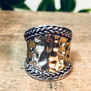 Vintage Ring, Hammered Ring, Vintage Jewelry, Rope Ring, Statement Jewelry, Valentines Day Gift, Thick Band Ring, Unique Jewelry,