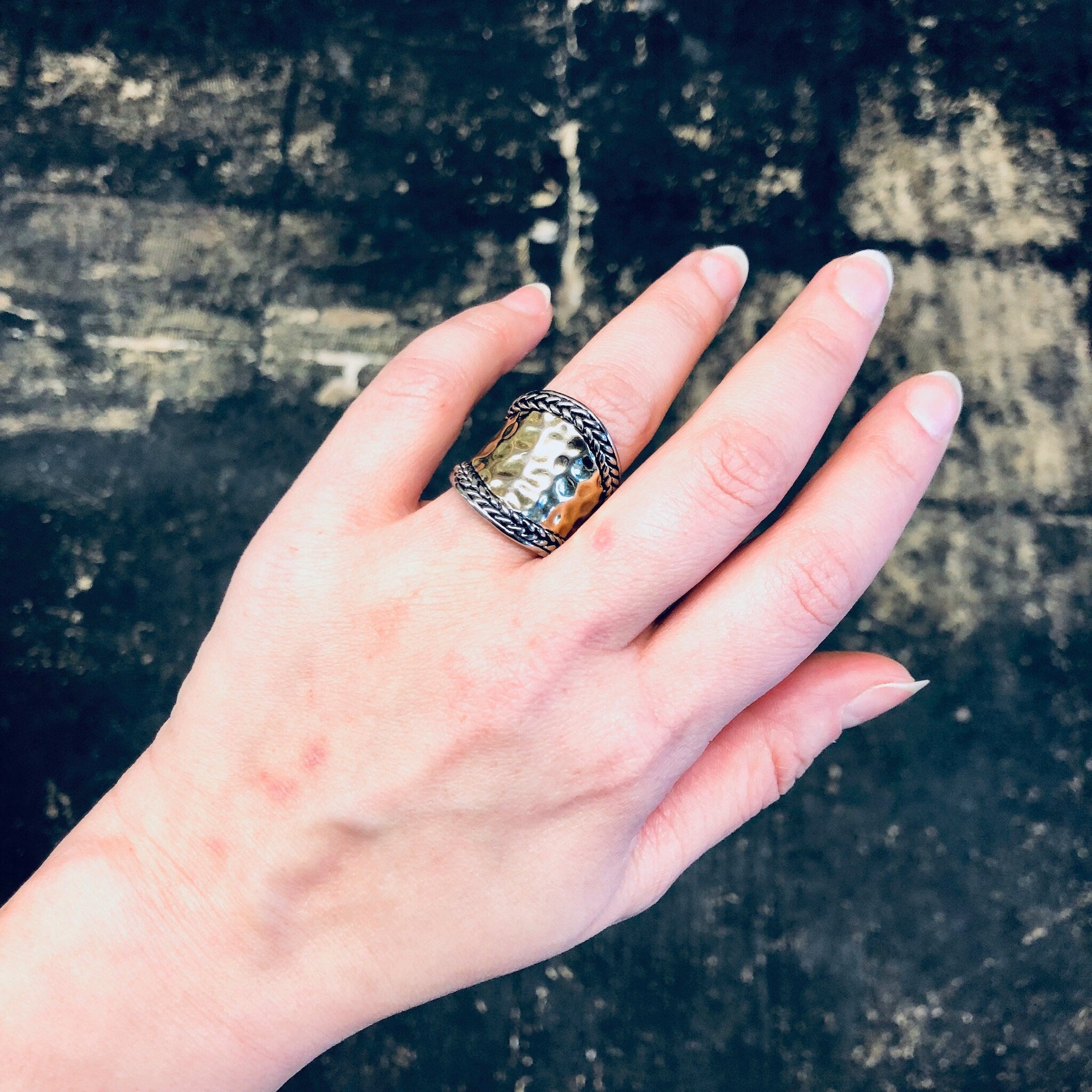Vintage Ring, Hammered Ring, Vintage Jewelry, Rope Ring, Statement Jewelry, Valentines Day Gift, Thick Band Ring, Unique Jewelry,