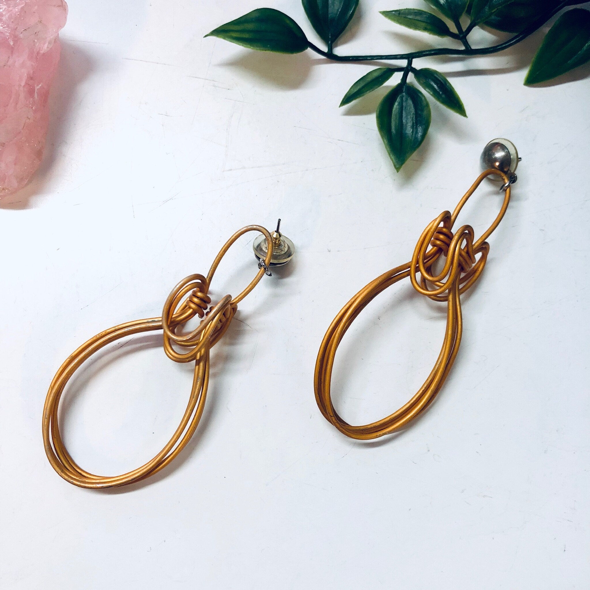 Vintage Earrings, Wire Earrings, Orange Jewelry, Unique Jewelry, Abstract Earrings, Dangle Earrings, Statement Jewelry, Valentines Day Gift