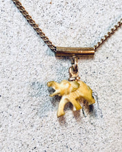 Vintage Necklace, Charm Necklace, Elephant Necklace, Small Necklace, Vintage Jewelry, Elephant Jewelry, Valentines Day Gift, Gold Toned
