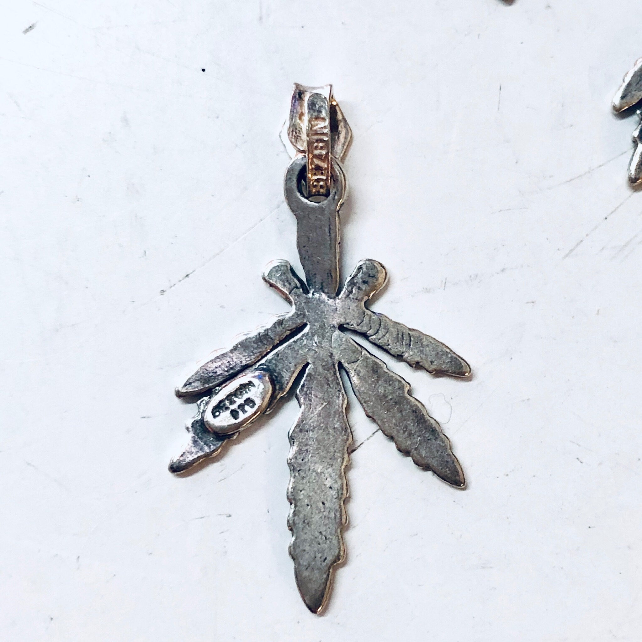 Vintage Silver Pendant, Vintage Jewelry, Weed Pendant, 420, Hippie Jewelry, Small Pendant, Boho Hippie Jewelry, Marijuana Pendant, Weed Leaf