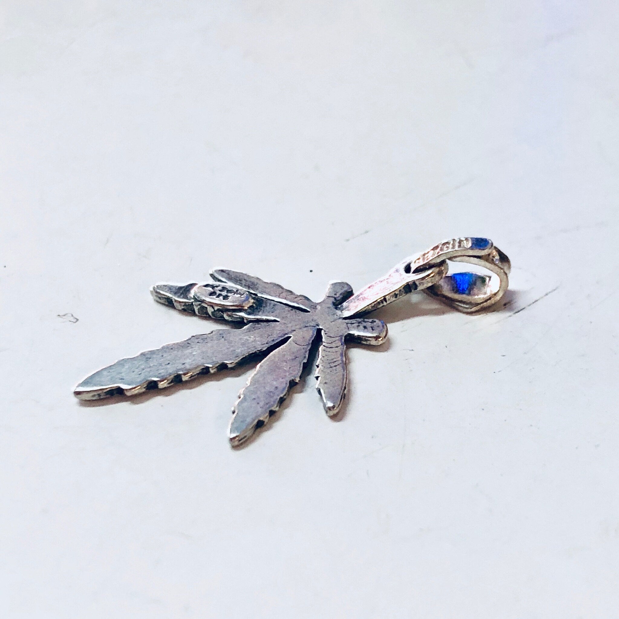 Vintage Silver Pendant, Vintage Jewelry, Weed Pendant, 420, Hippie Jewelry, Small Pendant, Boho Hippie Jewelry, Marijuana Pendant, Weed Leaf