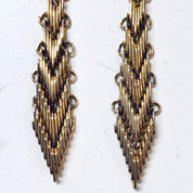 Vintage Gold Toned Earrings, Dangle Earrings, Costume Jewelry, Unique Jewelry, Vintage Jewelry, V Shaped Earrings, Valentines Day Gift