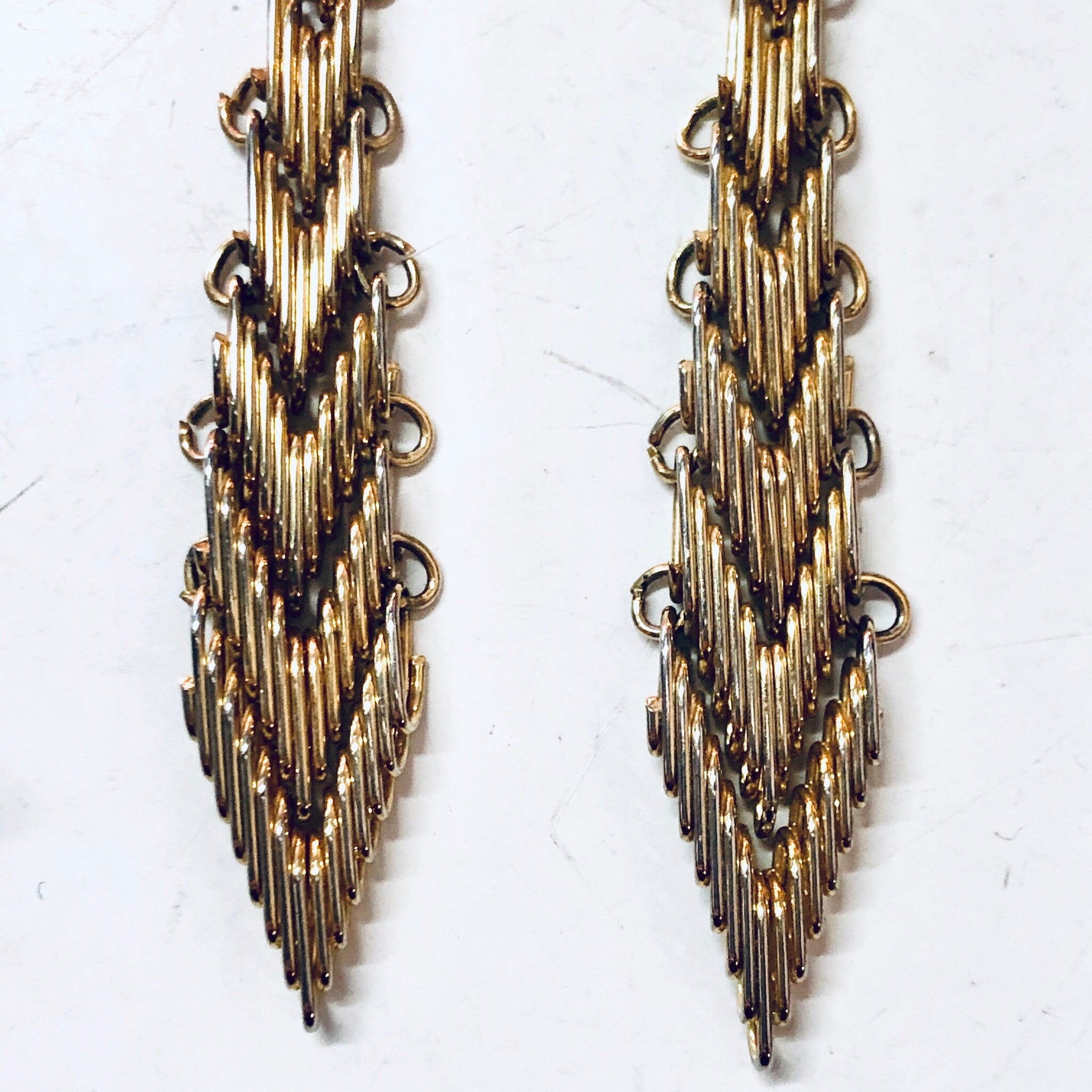 Vintage Gold Toned Earrings, Dangle Earrings, Costume Jewelry, Unique Jewelry, Vintage Jewelry, V Shaped Earrings, Valentines Day Gift
