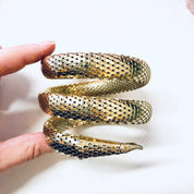 Vintage Snake Bracelet, Whiting and Davis Mesh, Gold Toned Bracelet, Coiled Snake, Vintage Jewelry, Snake Jewelry, Mesh Jewelry,