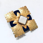 Vintage Brooch, Vintage Jewelry, Costume Jewelry, Gold Toned Jewelry, Black and Gold, Vintage Pin, Mother of Pearl, Statement Jewelry, Gold