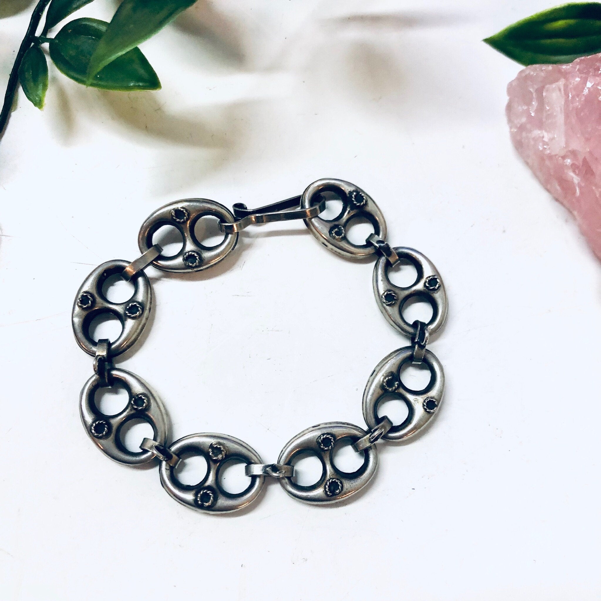 Vintage Charm Bracelet, Silver Bracelet, Link Bracelet, Vintage Jewelry, Vintage Bracelet, Unique Jewelry, Charm Jewelry, Bottle Tab,