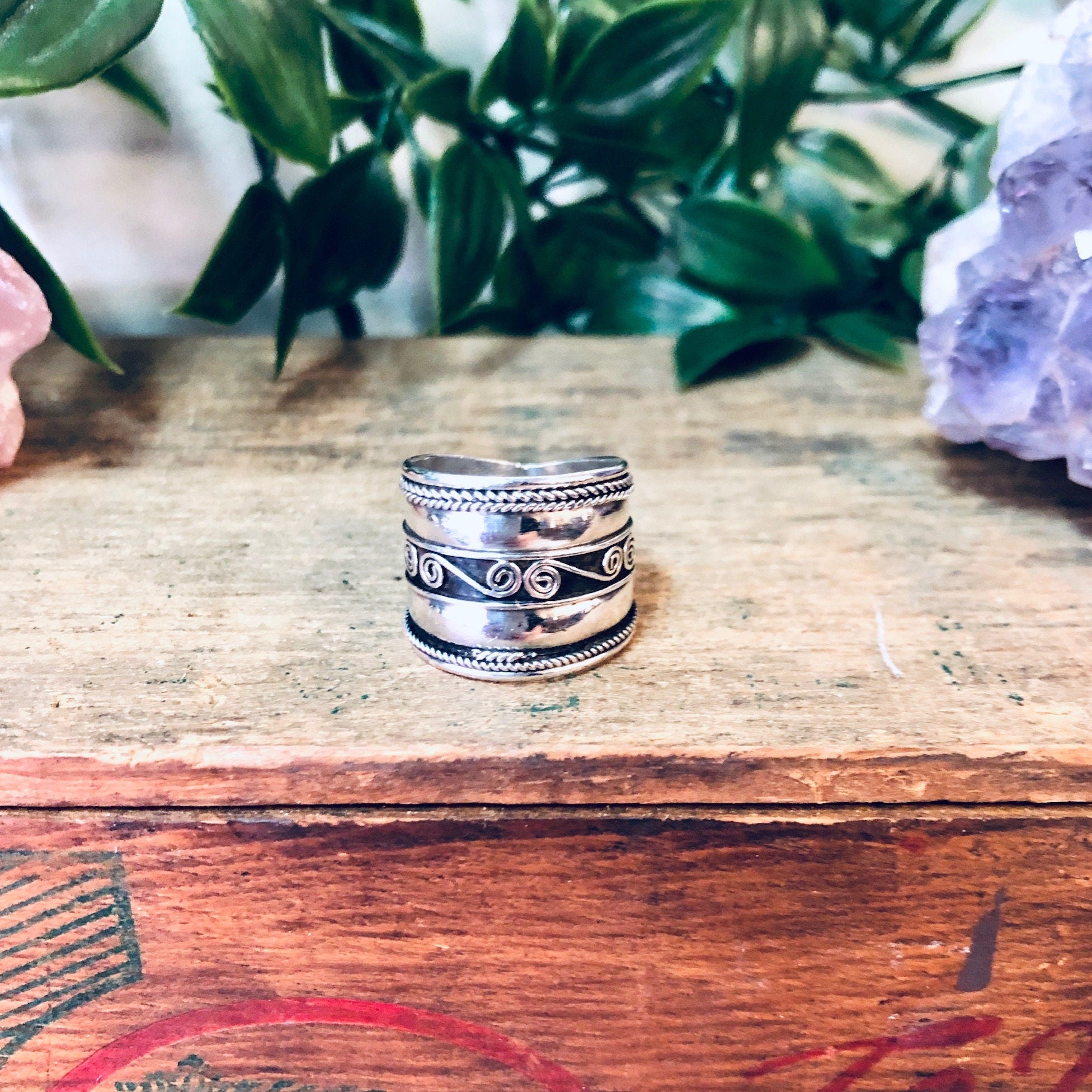 Vintage Silver Ring, Band Ring, Swirl Ring, Thick Band, Vintage Jewelry, Statement Ring, Simple Jewelry, Swirl Design, Ring For Wife, 925