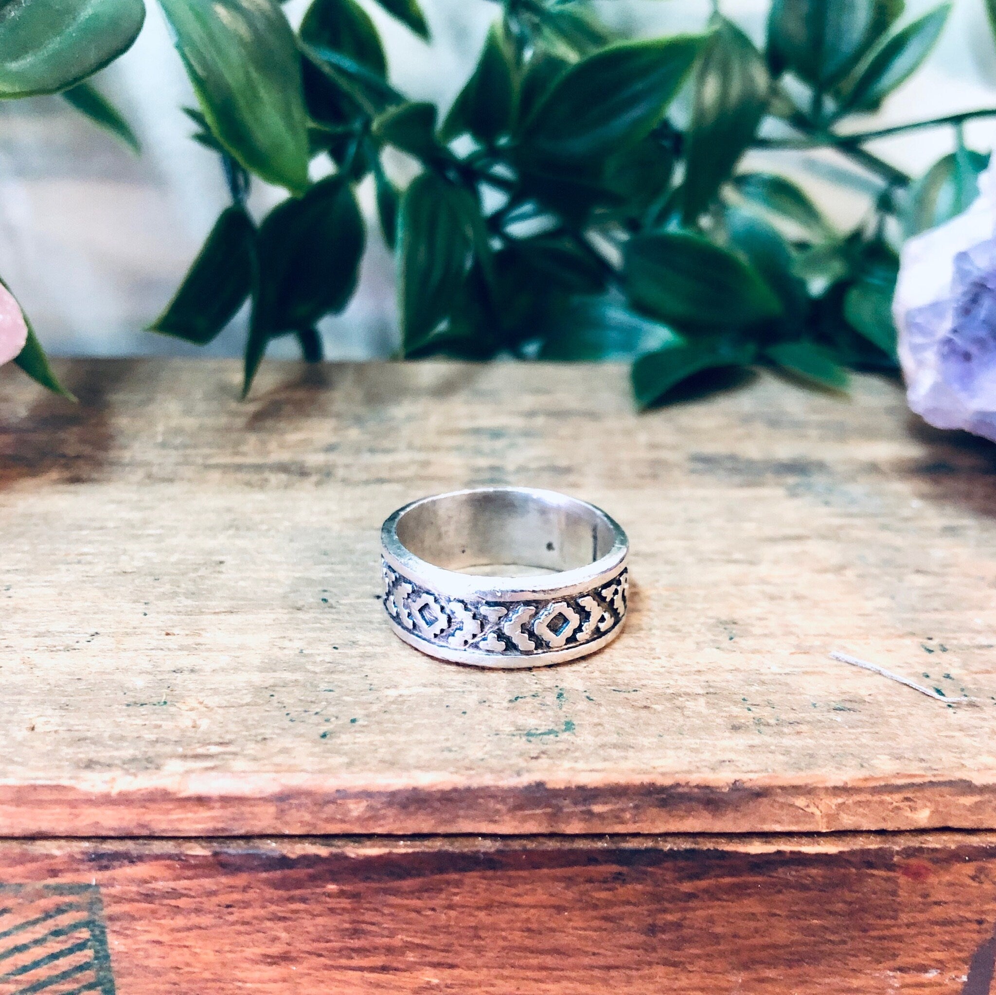 Vintage Silver Ring, Band Ring, Skinny Band, Unique Design Ring, Vintage Jewelry, Simple Jewelry, Boho Style, Bohemian Jewelry, Ring for Mom