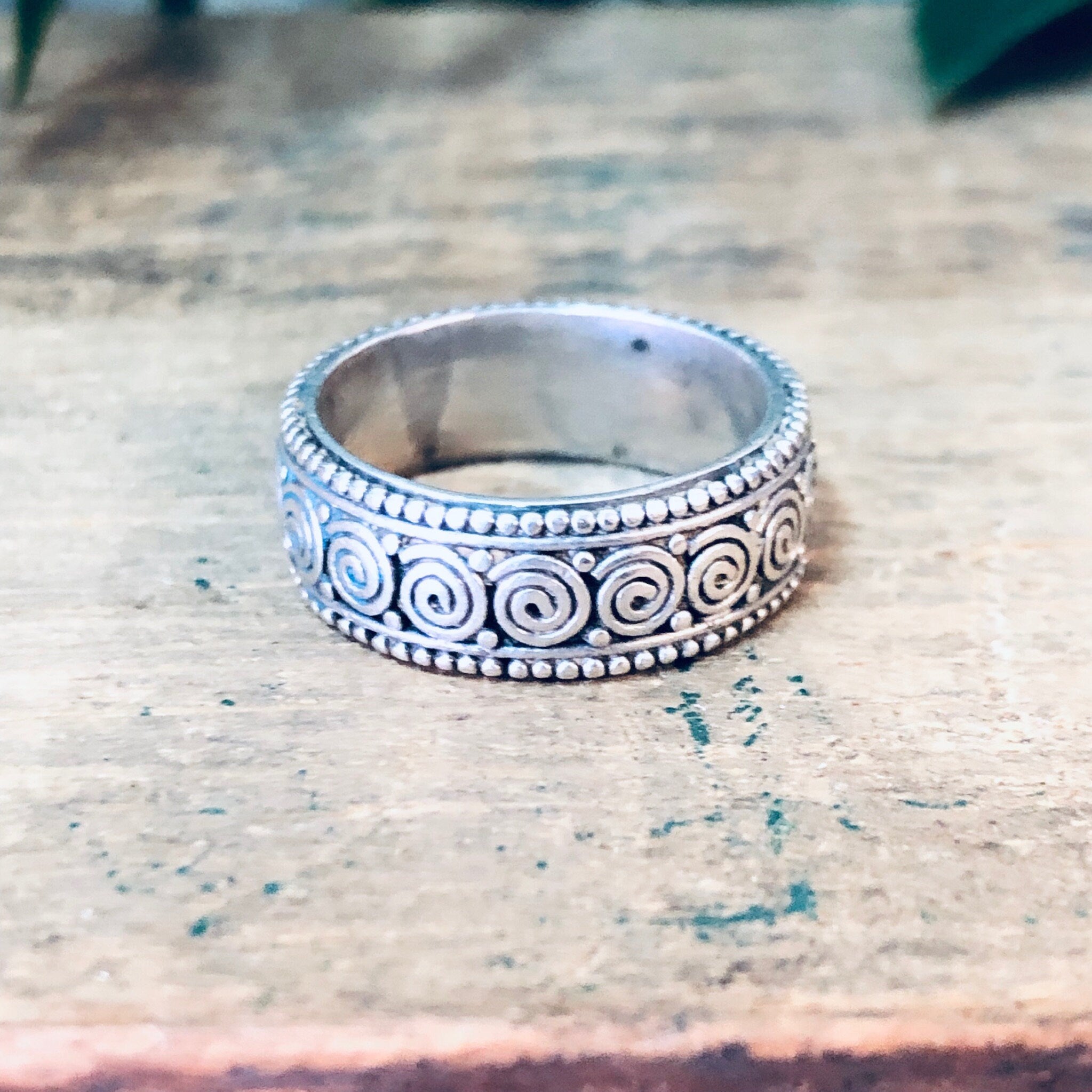 Vintage Silver Ring, Swirl Design Ring, Unique Jewelry, Band Ring, Thin Band Ring, Simple Jewelry, Swirly Ring, Sterling Silver, Boho Style