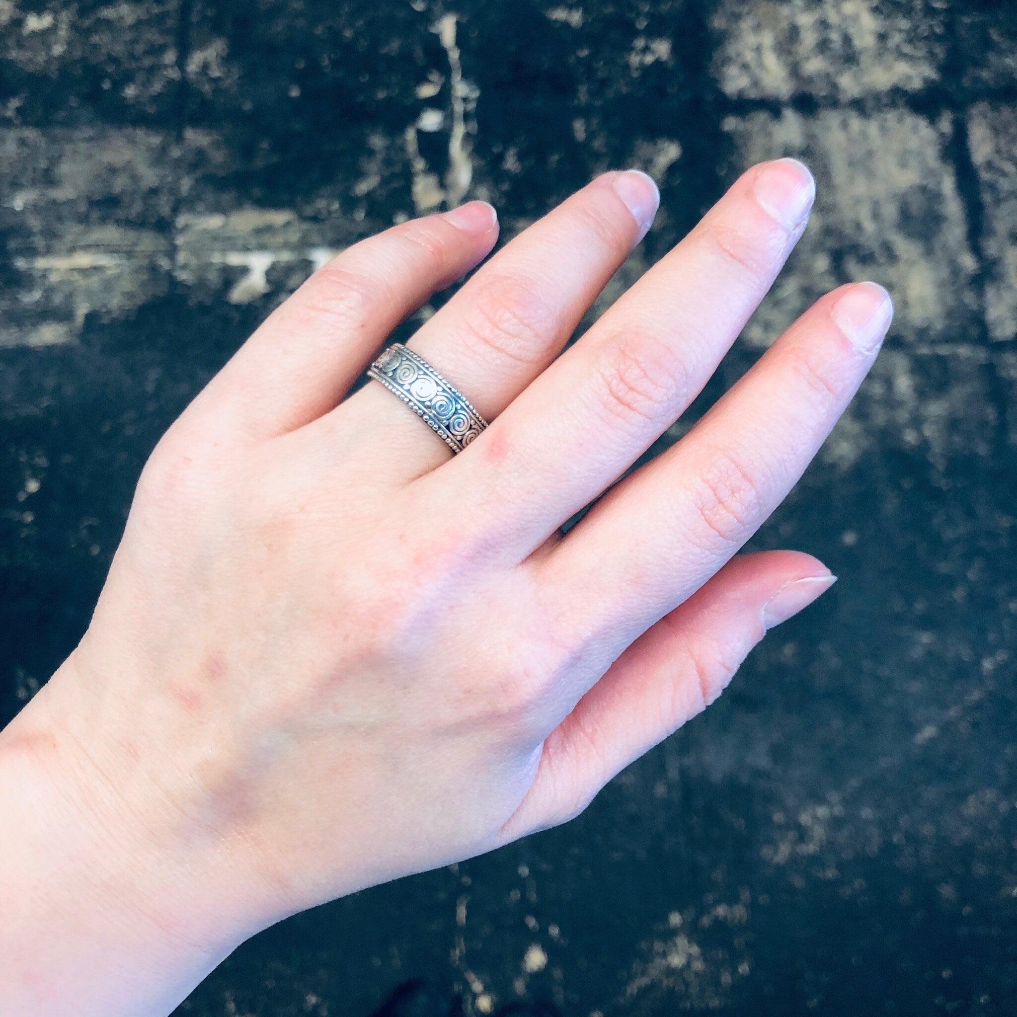 Vintage Silver Ring, Swirl Design Ring, Unique Jewelry, Band Ring, Thin Band Ring, Simple Jewelry, Swirly Ring, Sterling Silver, Boho Style