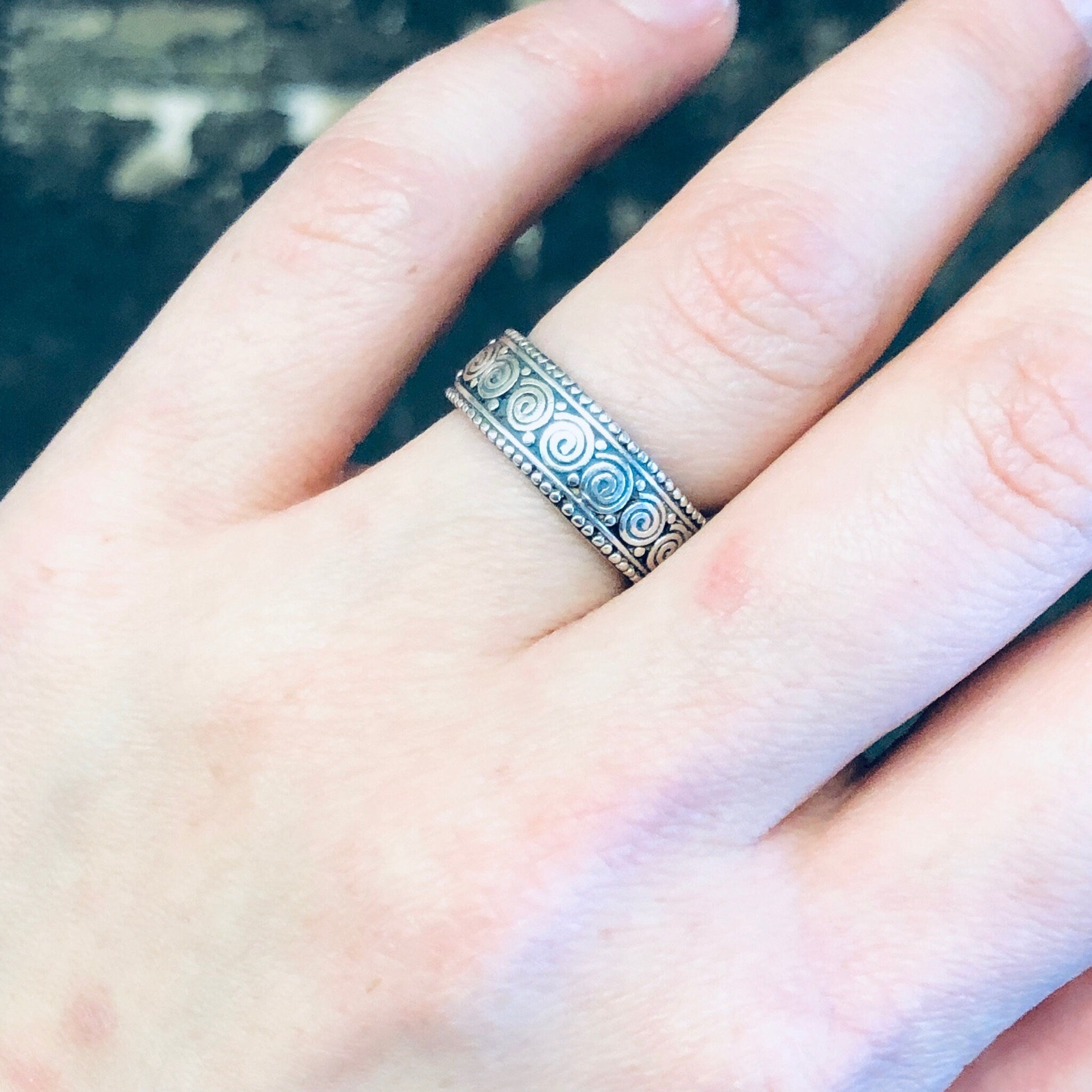 Vintage Silver Ring, Swirl Design Ring, Unique Jewelry, Band Ring, Thin Band Ring, Simple Jewelry, Swirly Ring, Sterling Silver, Boho Style