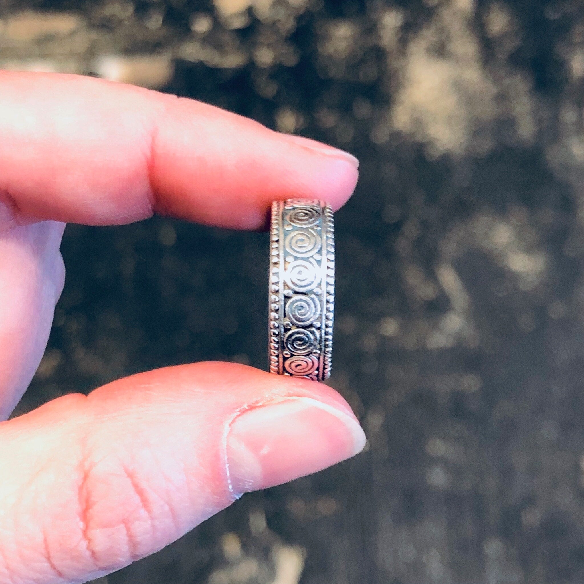 Vintage Silver Ring, Swirl Design Ring, Unique Jewelry, Band Ring, Thin Band Ring, Simple Jewelry, Swirly Ring, Sterling Silver, Boho Style