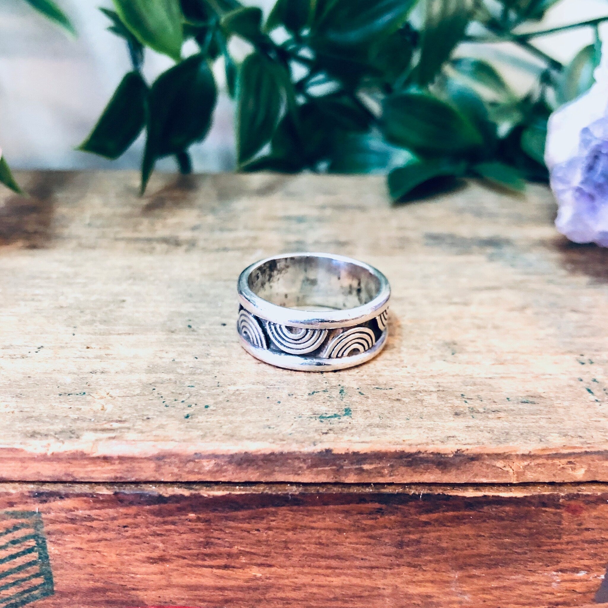 Vintage Silver Ring, Rainbow Ring, Rainbow Design, Band Ring, Skinny Band, Unique Jewelry, Vintage Jewelry, Rainbow Jewelry, 925 Ring, Band