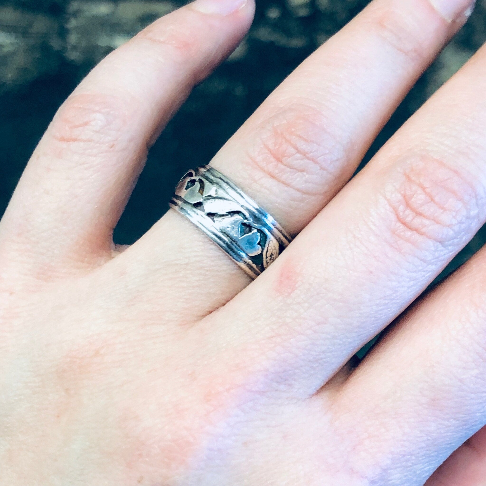 Vintage ESPO Ring, Espo Jewelry, Heart Ring, Wedding Band, Vintage Silver Ring, Vintage Jewelry, Cut Out Ring, Heart Jewelry, Band Ring