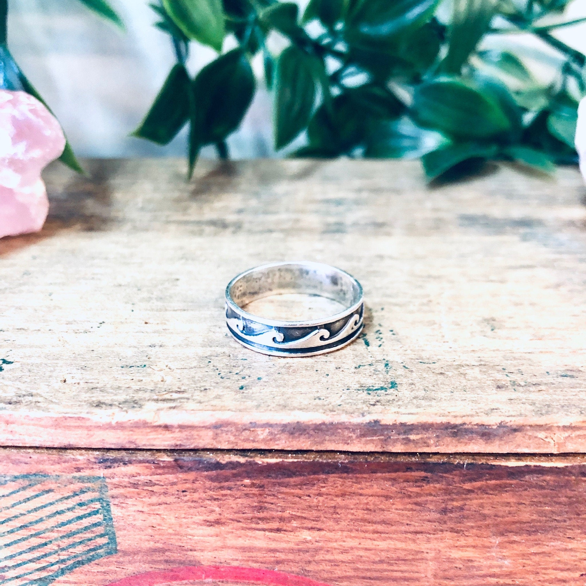 Vintage Silver Ring, Wave Ring, Vintage Jewelry, Band Ring, Thin Band, Simple Jewelry, Wavy Design, Ocean Lover, Ring for Surfer, 925 Ring