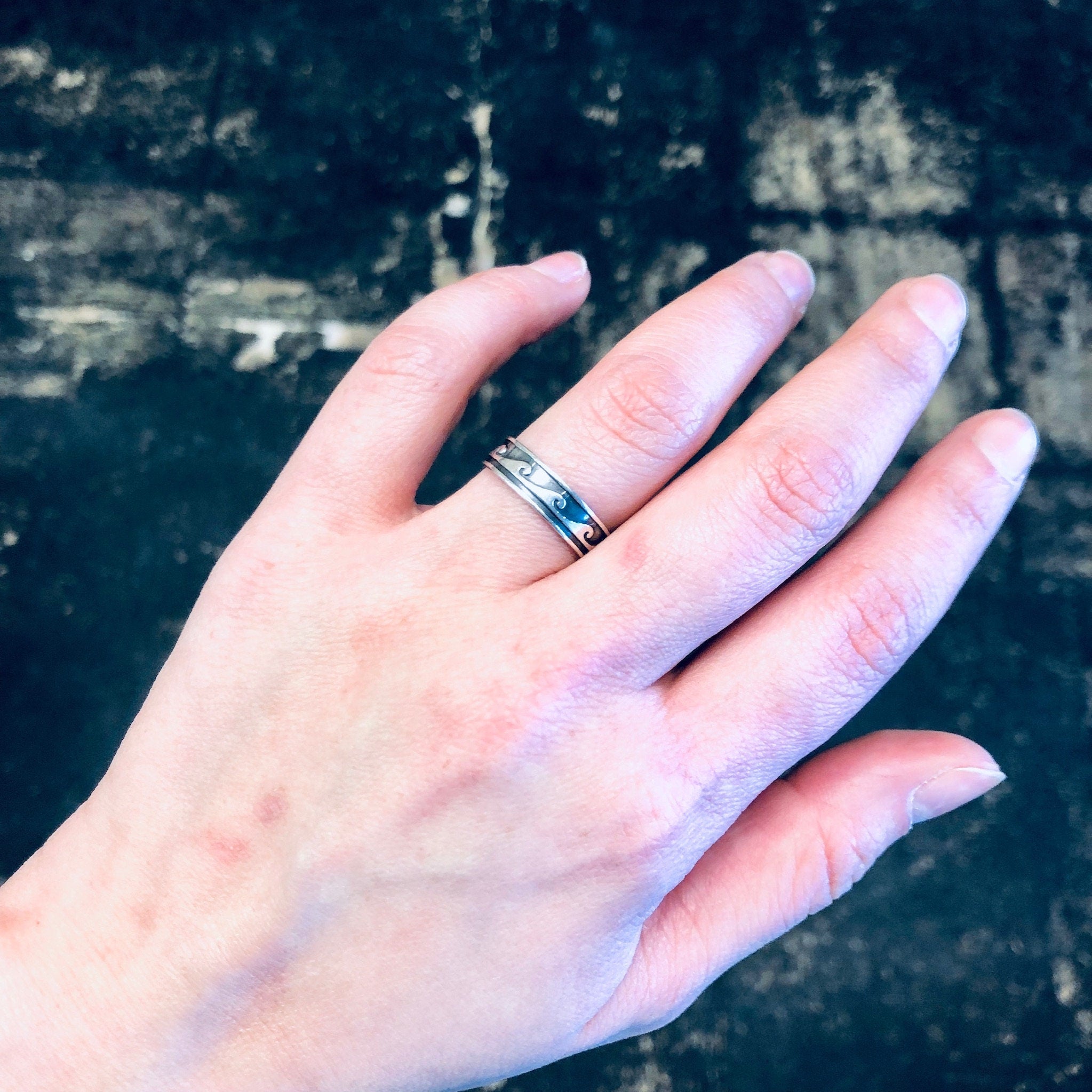Vintage Silver Ring, Wave Ring, Vintage Jewelry, Band Ring, Thin Band, Simple Jewelry, Wavy Design, Ocean Lover, Ring for Surfer, 925 Ring