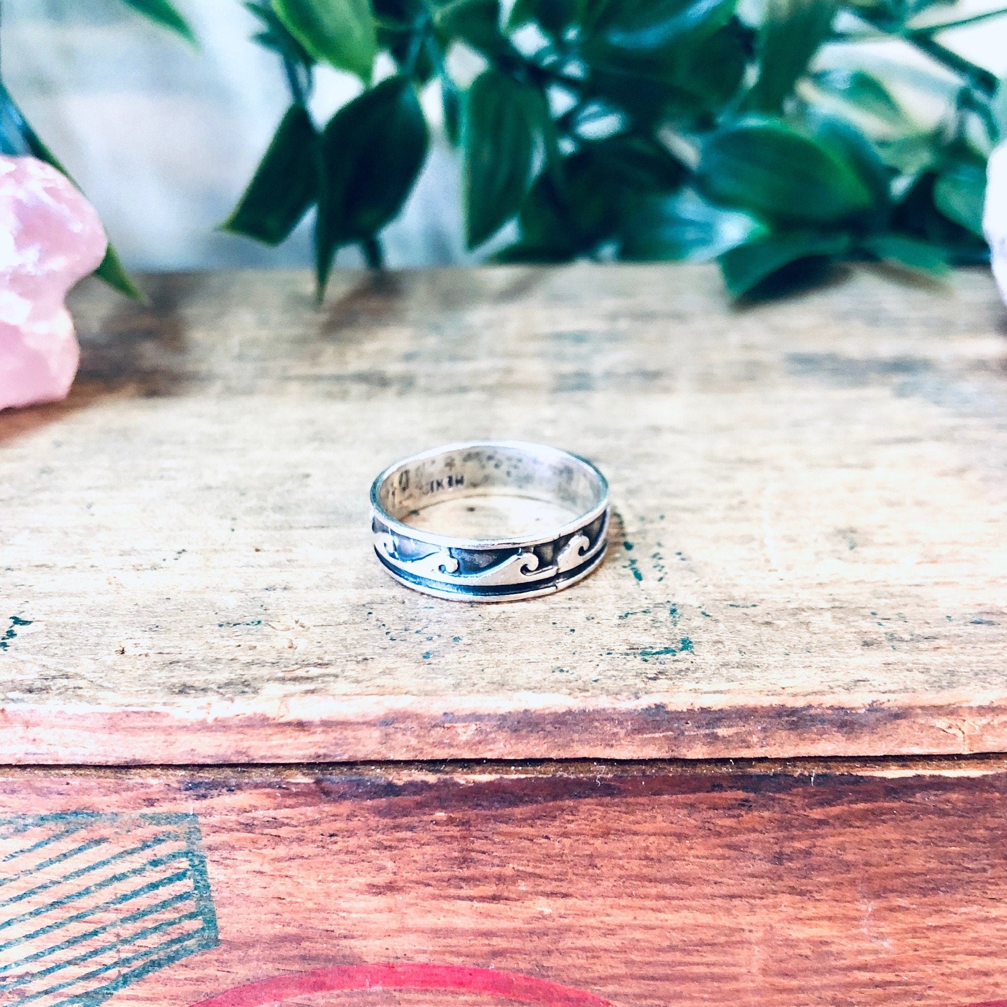 Vintage Silver Ring, Wave Ring, Vintage Jewelry, Band Ring, Thin Band, Simple Jewelry, Wavy Design, Ocean Lover, Ring for Surfer, 925 Ring